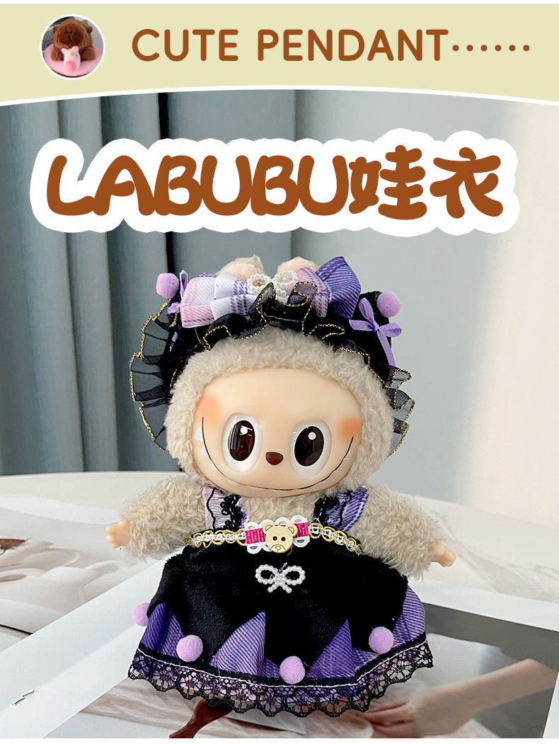 labubu Baby Clothes Lable Fabric Clothing17cm 1st, 2nd, and 3rd Generation Plush Vinyl Doll Dress-Up Outfit Set