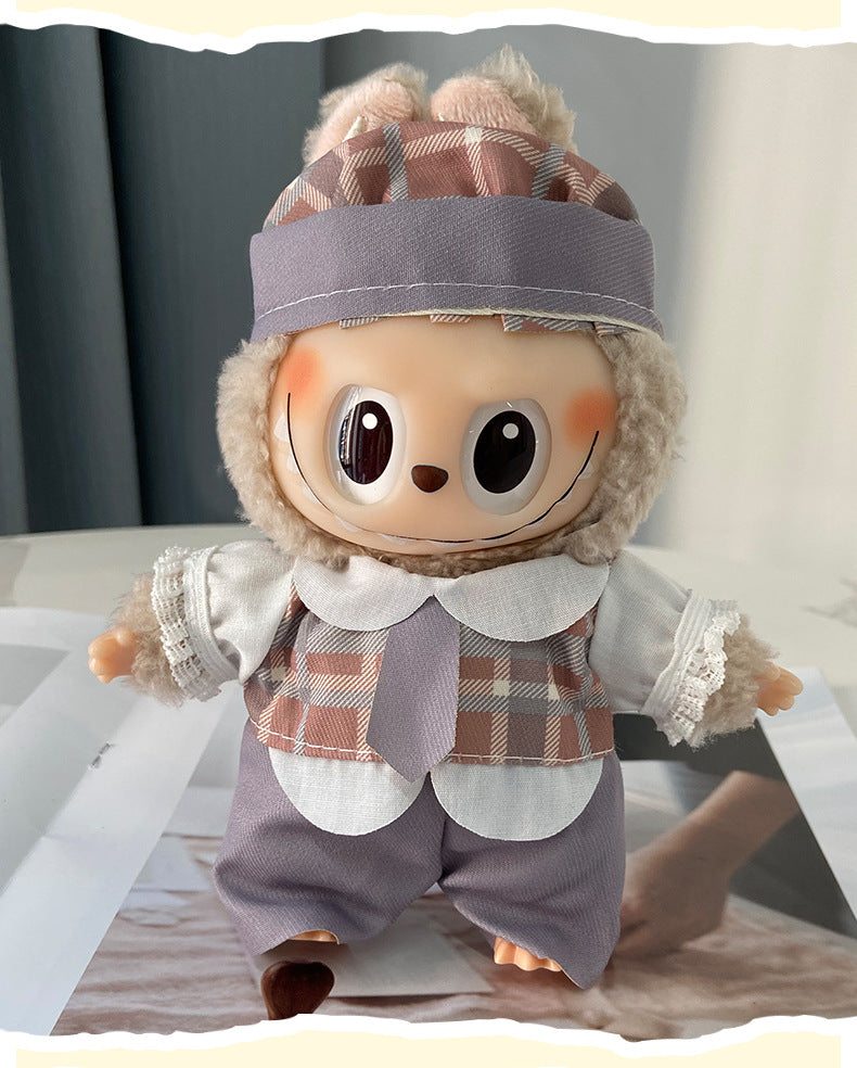 labubu Baby Clothes Lable Fabric Clothing17cm 1st, 2nd, and 3rd Generation Plush Vinyl Doll Dress-Up Outfit Set