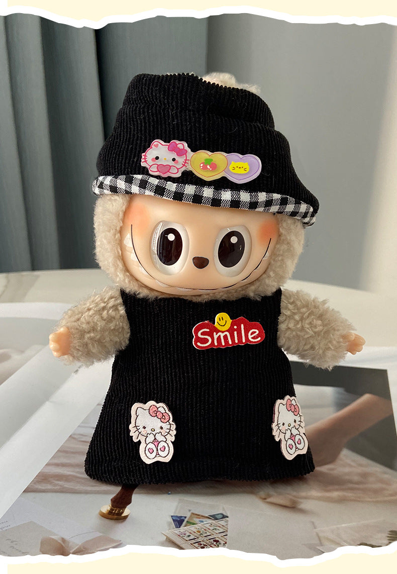 labubu Baby Clothes Lable Fabric Clothing17cm 1st, 2nd, and 3rd Generation Plush Vinyl Doll Dress-Up Outfit Set