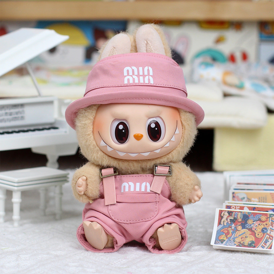 Clothes Only】One/Ii/Third Generation Labubu Universal Baby Clothes Sitting Party Trendy Brand Overalls Heartbeat Macaron