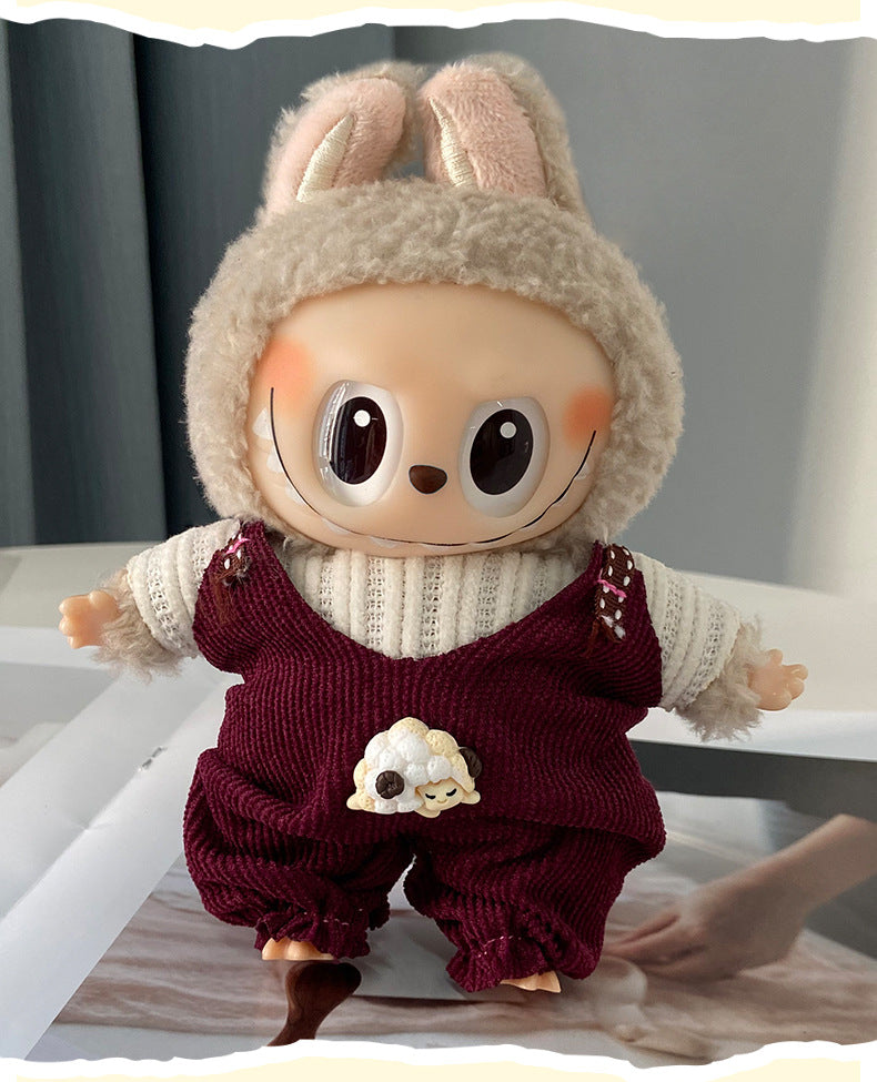 labubu Baby Clothes Lable Fabric Clothing17cm 1st, 2nd, and 3rd Generation Plush Vinyl Doll Dress-Up Outfit Set