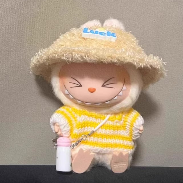 Spot Goods Generation one or two Labubu Clothing Accessories Labubu Doll Clothes Striped Sweater Hat Clothes Vinyl Blind Box