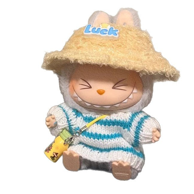 Spot Goods Generation one or two Labubu Clothing Accessories Labubu Doll Clothes Striped Sweater Hat Clothes Vinyl Blind Box