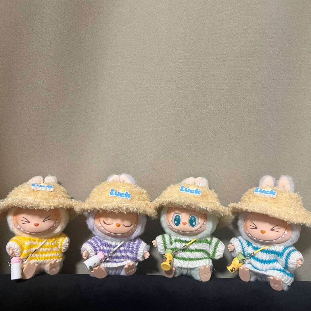 Spot Goods Generation one or two Labubu Clothing Accessories Labubu Doll Clothes Striped Sweater Hat Clothes Vinyl Blind Box