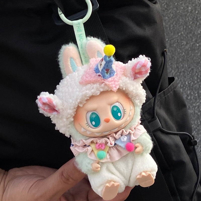 Only Clothes Bubble Matra Cloth Doll Clothes17cm Pendant Heartbeat Macaron Clothing Third Generation labubu Doll clothes