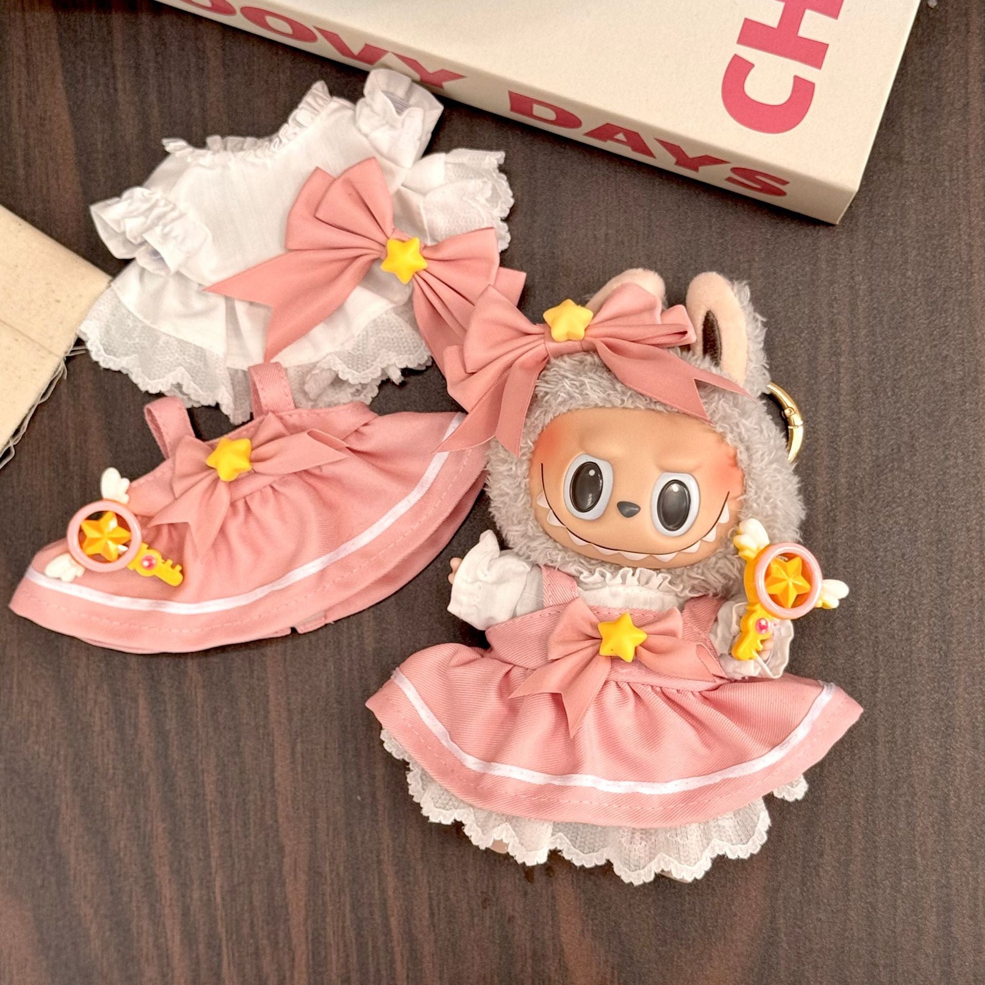Spot Goods Generation one or two Labubu Clothing Accessories Labubu Doll Clothes Striped Sweater Hat Clothes Vinyl Blind Box