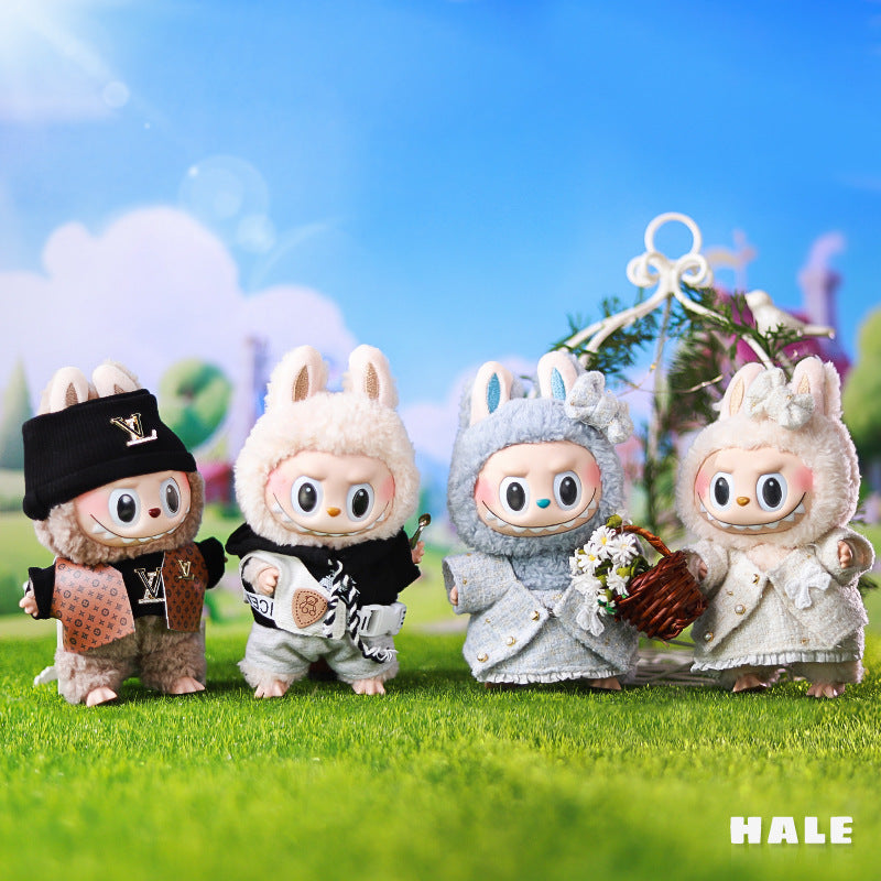 Clothes Only】17cm Pendant Blind Box Labubu Doll Clothes Keychain Labubu Cute One-Piece Outfit for Dolls