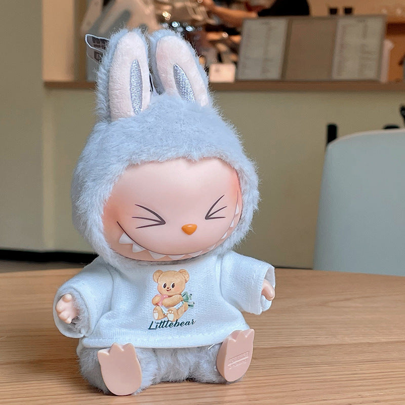 Only Clothes Bubble Matra Cloth Doll Clothes17cm Pendant Heartbeat Macaron Clothing Third Generation labubu Doll clothes