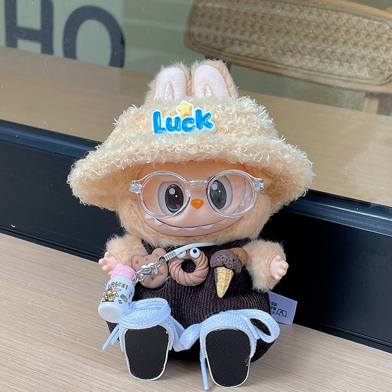 Only Clothes Bubble Matra Cloth Doll Clothes17cm Pendant Heartbeat Macaron Clothing Third Generation labubu Doll clothes
