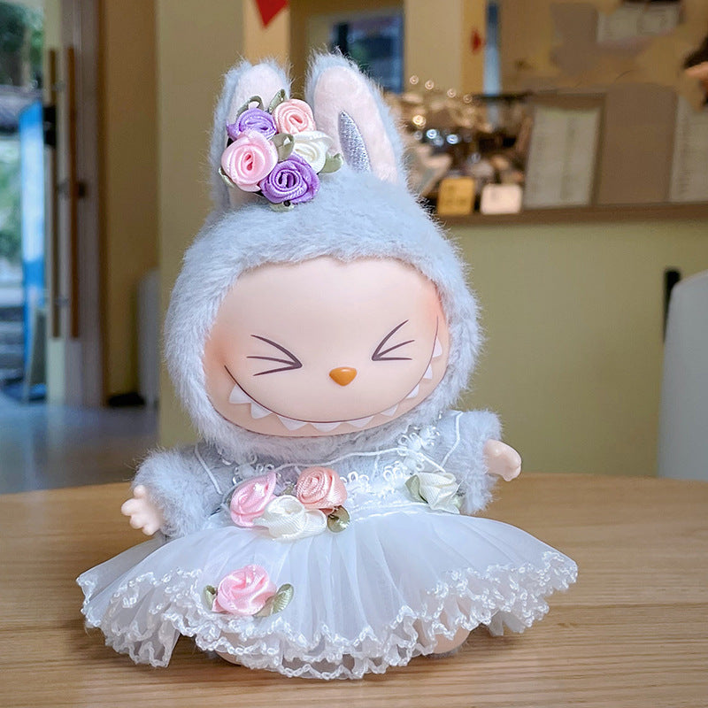 Only Clothes Bubble Matra Cloth Doll Clothes17cm Pendant Heartbeat Macaron Clothing Third Generation labubu Doll clothes
