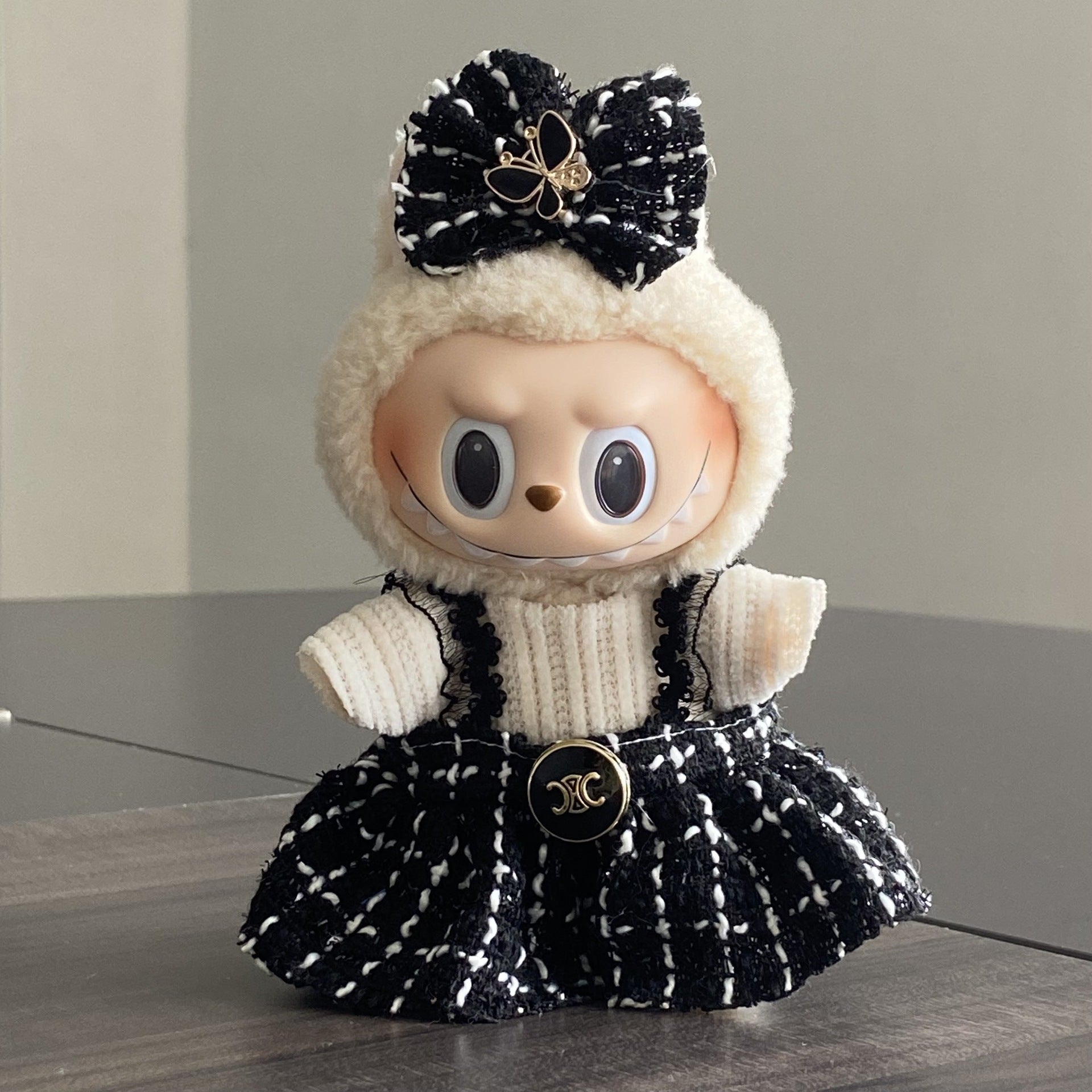 labubu Baby Clothes Lable Fabric Clothing17cm 1st, 2nd, and 3rd Generation Plush Vinyl Doll Dress-Up Outfit Set