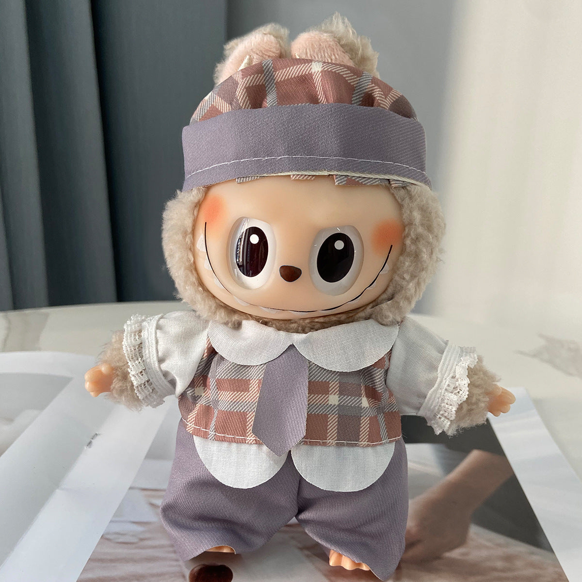 labubu Baby Clothes Lable Fabric Clothing17cm 1st, 2nd, and 3rd Generation Plush Vinyl Doll Dress-Up Outfit Set