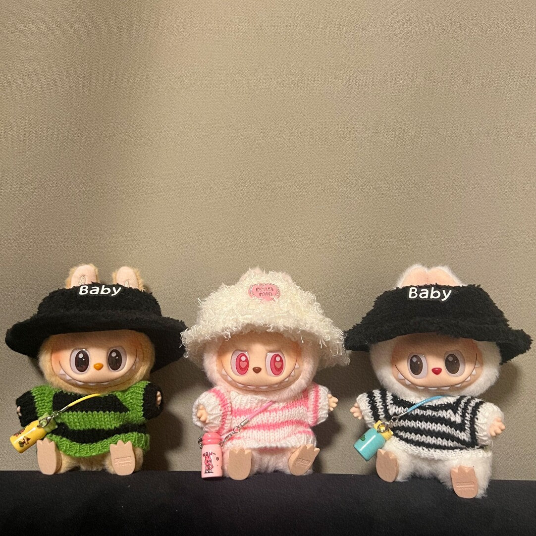 Spot Goods Generation one or two Labubu Clothing Accessories Labubu Doll Clothes Striped Sweater Hat Clothes Vinyl Blind Box