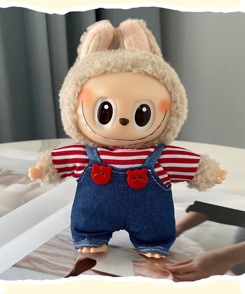 labubu Baby Clothes Lable Fabric Clothing17cm 1st, 2nd, and 3rd Generation Plush Vinyl Doll Dress-Up Outfit Set
