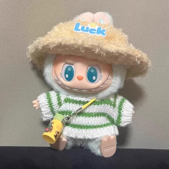 Spot Goods Generation one or two Labubu Clothing Accessories Labubu Doll Clothes Striped Sweater Hat Clothes Vinyl Blind Box