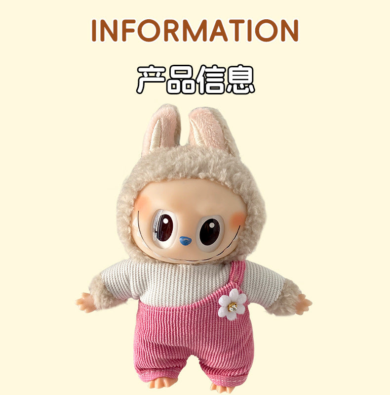 labubu Baby Clothes Lable Fabric Clothing17cm 1st, 2nd, and 3rd Generation Plush Vinyl Doll Dress-Up Outfit Set