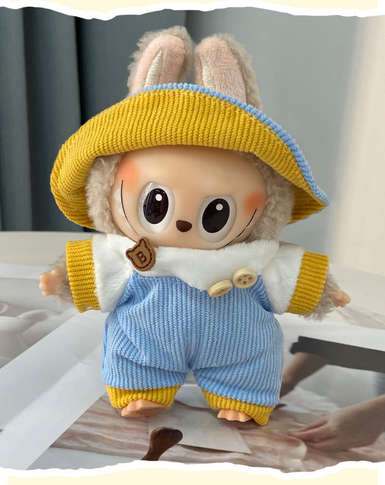 labubu Baby Clothes Lable Fabric Clothing17cm 1st, 2nd, and 3rd Generation Plush Vinyl Doll Dress-Up Outfit Set