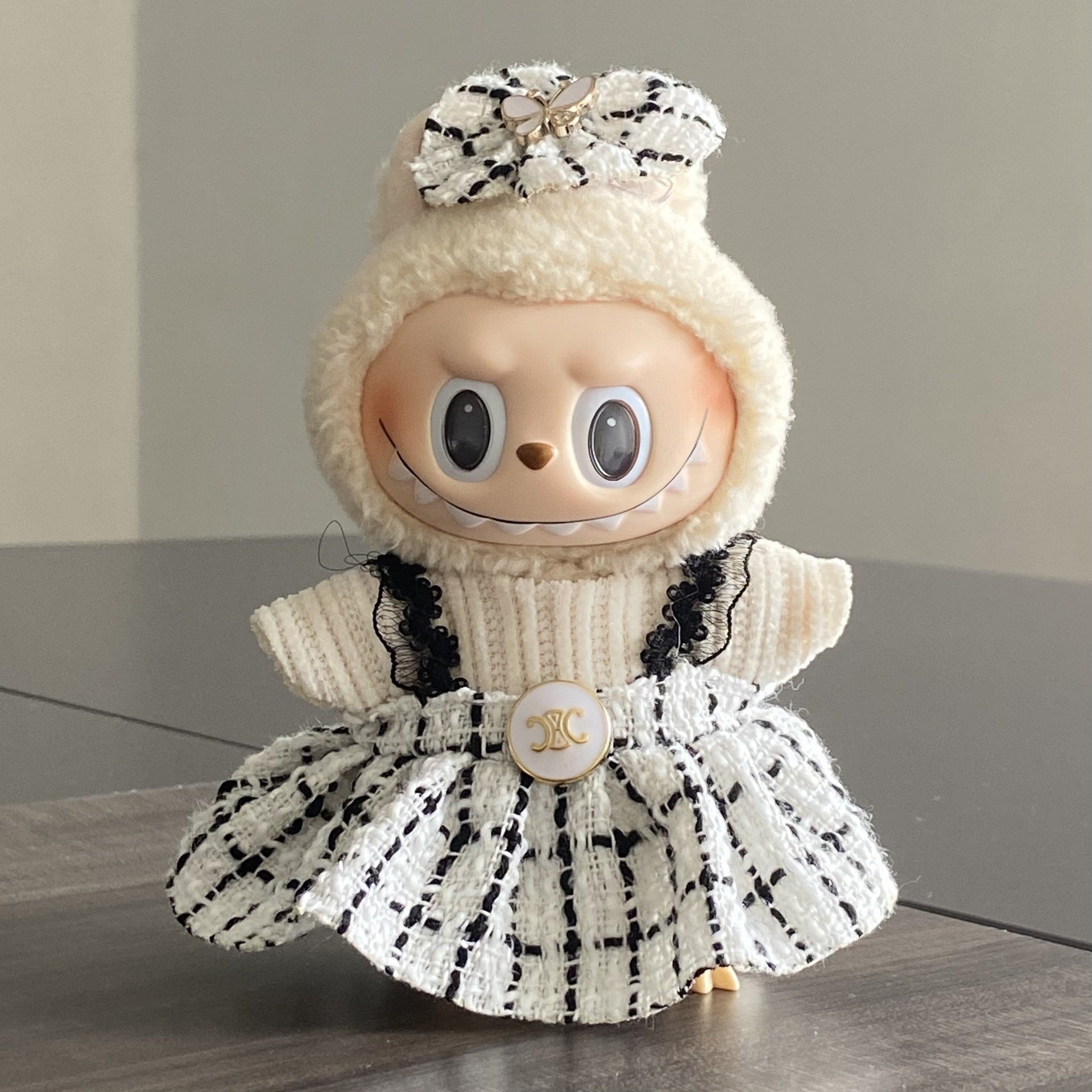 labubu Baby Clothes Lable Fabric Clothing17cm 1st, 2nd, and 3rd Generation Plush Vinyl Doll Dress-Up Outfit Set