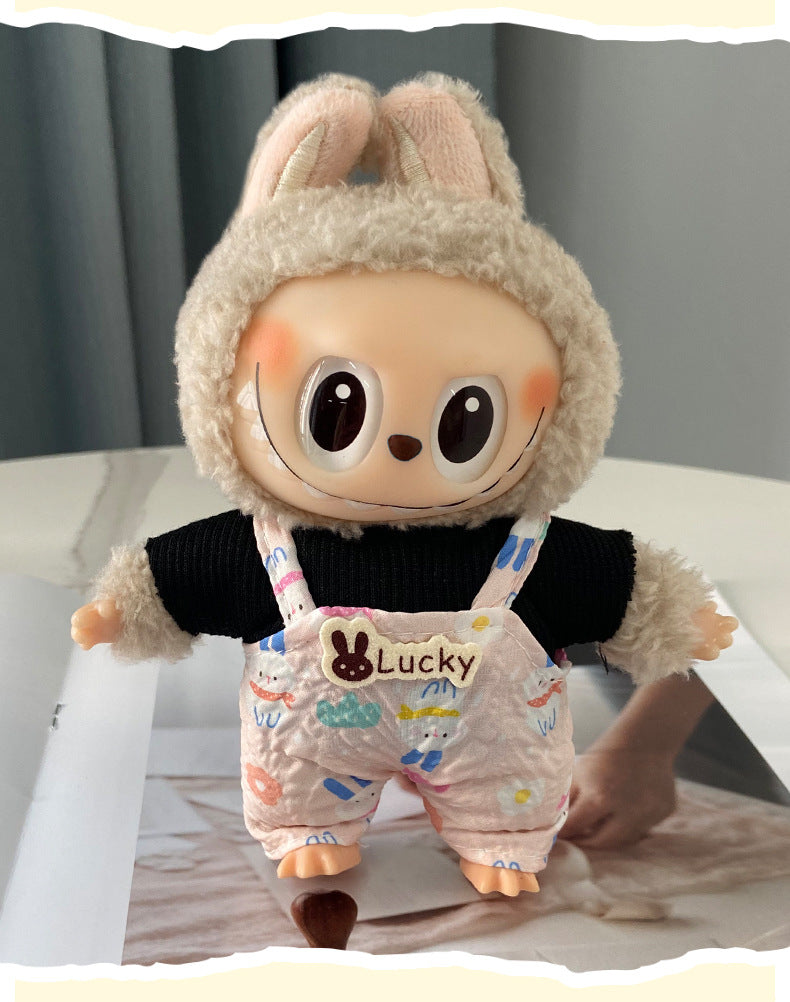 labubu Baby Clothes Lable Fabric Clothing17cm 1st, 2nd, and 3rd Generation Plush Vinyl Doll Dress-Up Outfit Set