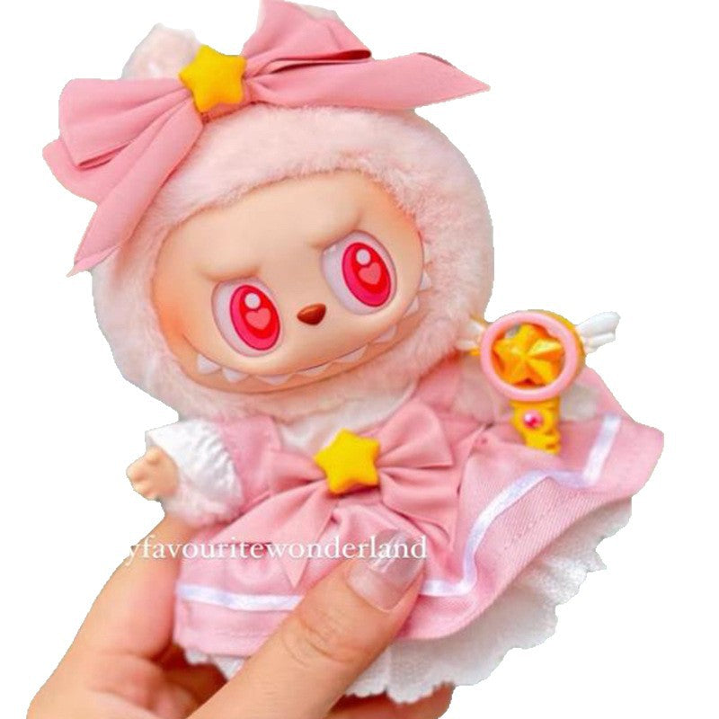 Only Clothes Bubble Matra Cloth Doll Clothes17cm Pendant Heartbeat Macaron Clothing Third Generation labubu Doll clothes