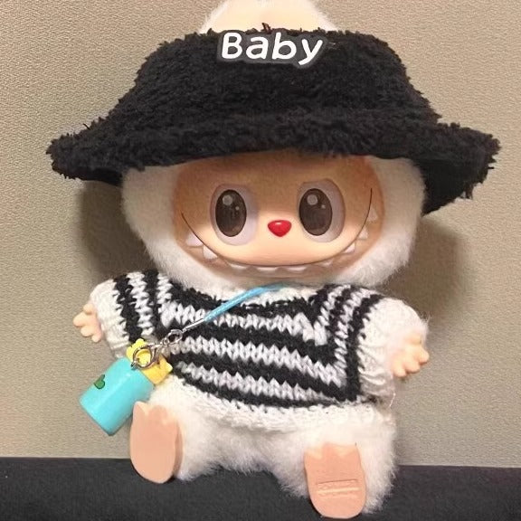 Spot Goods Generation one or two Labubu Clothing Accessories Labubu Doll Clothes Striped Sweater Hat Clothes Vinyl Blind Box