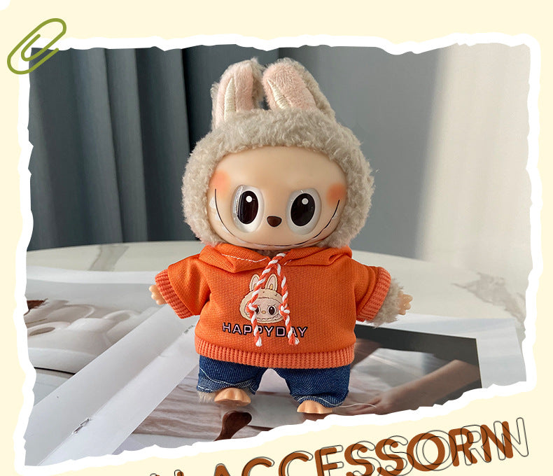 labubu Baby Clothes Lable Fabric Clothing17cm 1st, 2nd, and 3rd Generation Plush Vinyl Doll Dress-Up Outfit Set